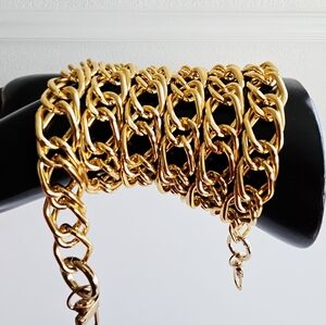Unique Goldtone Double Chainlink Bag Strap